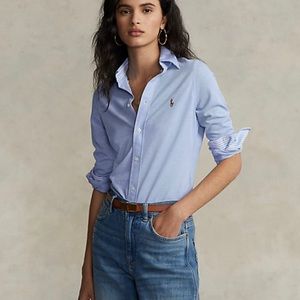 Ralph Lauren Polo Knitted Oxford Blue Bottom down slim fit